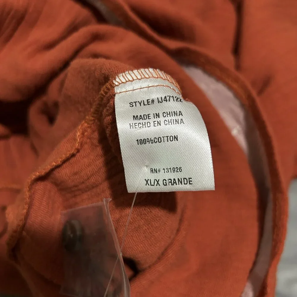 Tea n Rose Burnt Orange Utility/Boho/Minimalist Jumpsuit XL 100% Cotton NWOT - Picture 10 of 12